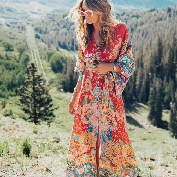 Private Label Dresses & Skirts - Vibrant Bohemian Kimono Maxi Dress